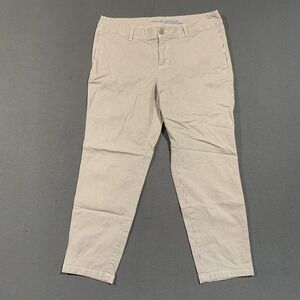 Gap Khakis Vintage Rolled Crop Pants Womens 12R Gray White Stripe Chino Trousers